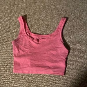 Amazon pink V neck crop top